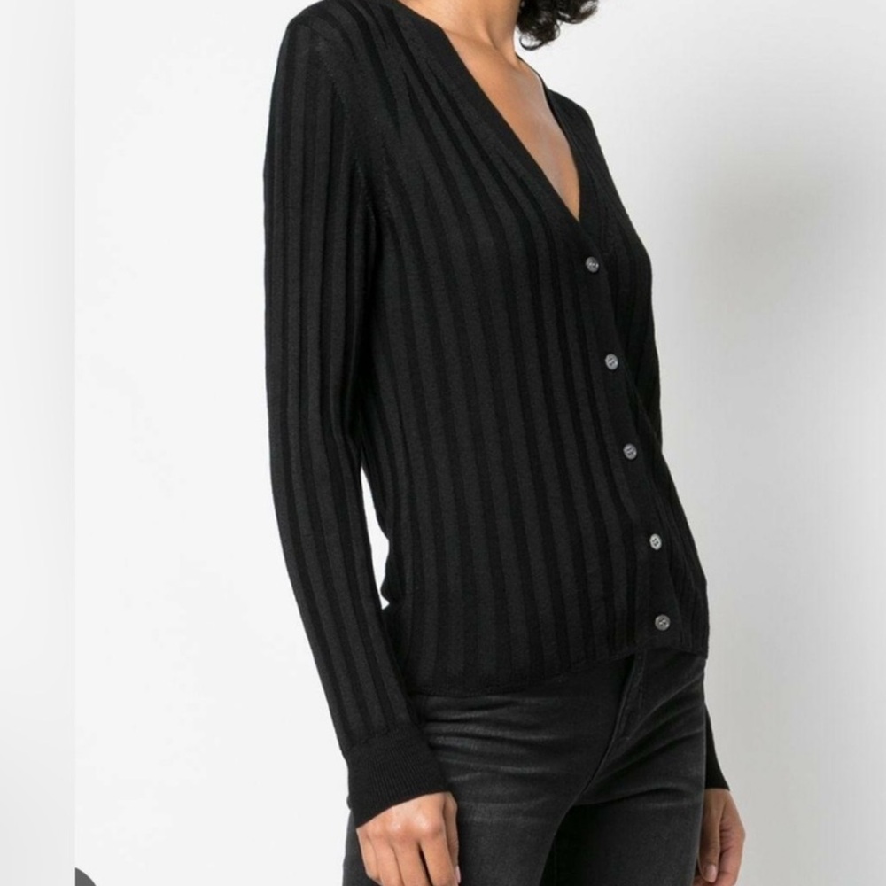 Nili Lotan Navy Blue Wide Ribbed Cardigan